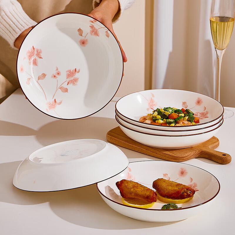 Nordic Ceramic Floral Underglaze Dinner Plates
