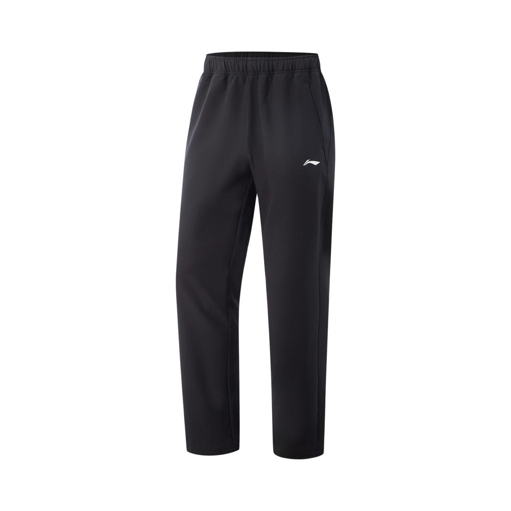 Li Ning Table Tennis Series Simple Versatile Thick Comfortable Casual Straight Leg Fleece Lined Warm Knitted Sports Pants Unisex Pants AYKV465-1