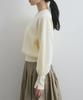 Gold Button Accent Sleeve Crew Neck [BIS] Washable/Anti-Pilling Knit, Women's, BVM35080, Off-White (16)