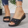 Women's White Flower Decor Wedge Slippers 2025 Summer Comfortable Non Slip Beach Slides Woman Lightweight Slip On Casual Sandals