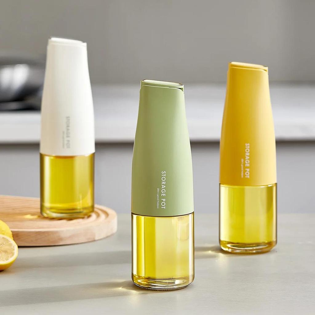 Glass Oil Pot Kitchen Home Automatic Opening and Closing Gravity Oil Tank Soy Sauce Seasoning Bottled Oil Bottle 500ML