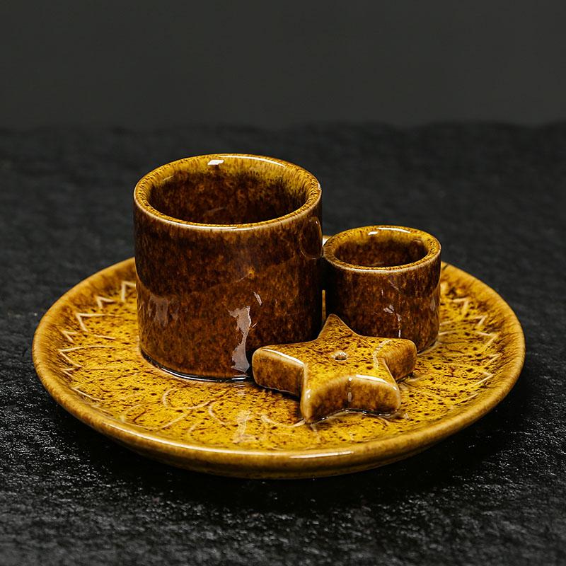 1pc Ceramic Incense Burner Set - 4-in-1 Handcrafted Incense Stick & Palo Santo Holder with Smudging Tray, Elegant Bohemian Decor