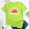 Summer YOU ARE MY SUNSHINE Rainbow Printed Cotton Loose Round Neck Women's Short Sleeved T-Shirts Women’s