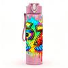 1PC Rainbow Number 67 Graffiti Print 750ml Color Plastic Sports Water Bottle Leakproof Flip Straw Lid Suitable for Sports Office Home Use