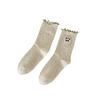 Embroidered Socks for Women, Spring and Autumn Mid-calf Socks, Black Fungus Lace Long Socks, Sweat-absorbing Pile Socks, Cute Boneless Socks