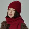 Womens Winter Knit Beanie Scarf Set Warm Windproof Solid Color Ear Protection Hat