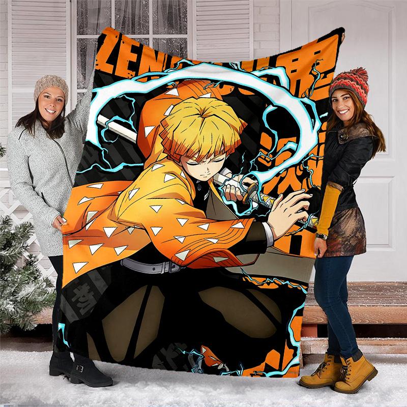 1pc Agatsuma Zenitsu (6) Theme Blanket - Digital Print, Polyester, Cozy for All Seasons, Perfect for Outdoor, and Travel