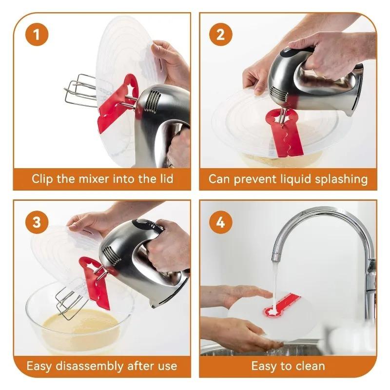 Mixer Splatter Guard Anti-Splash Silicone Lid for Eggs Reusable Cooking Supplies for Kitchen Cream Frothing Pans Baking Supplies