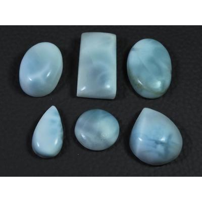 6Pcs Natural Larimar Pectolite Mix Cabochon Loose Gemstone Lot 81cts. C-628