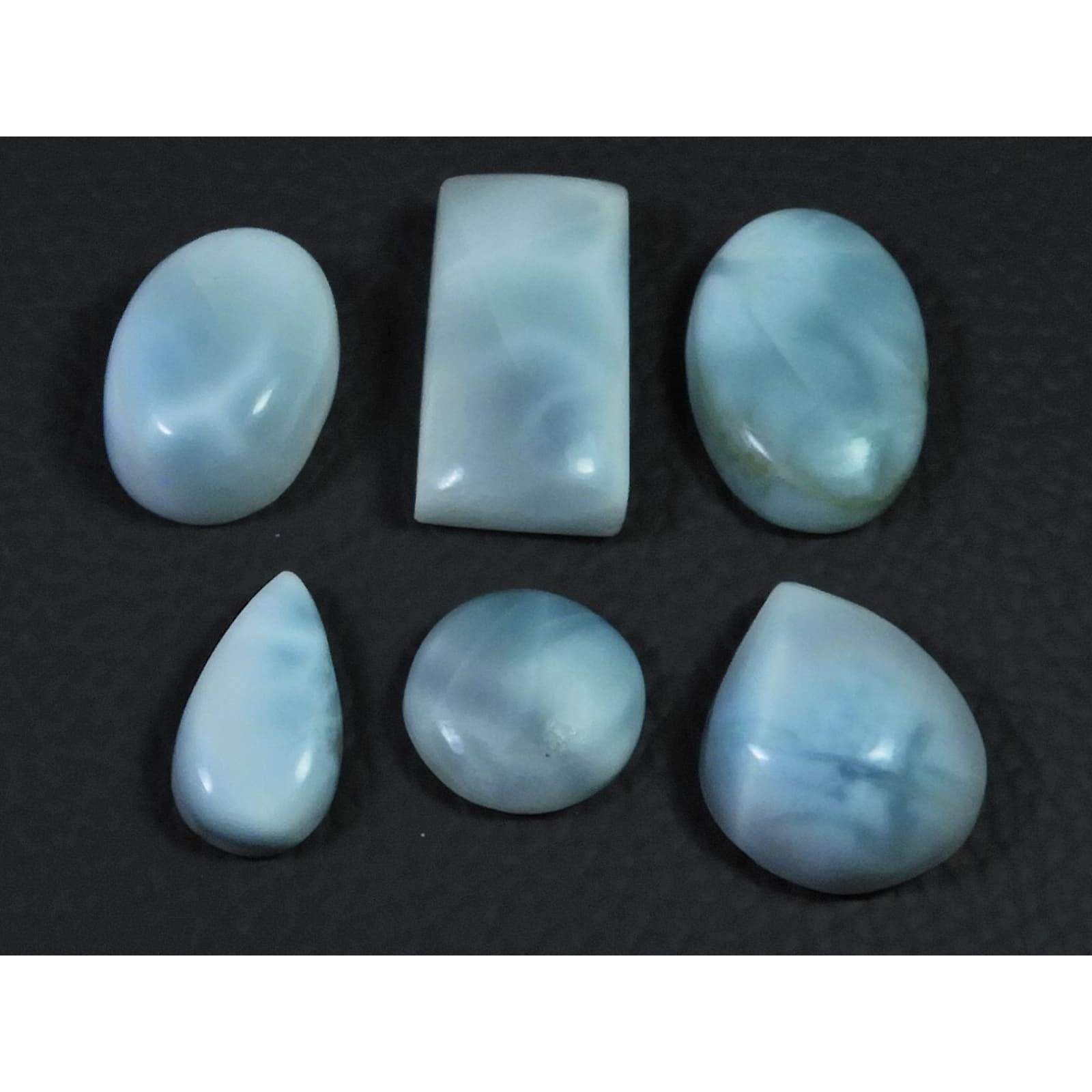 

6Pcs Natural Larimar Pectolite Mix Cabochon Loose Gemstone Lot 81cts. C-628