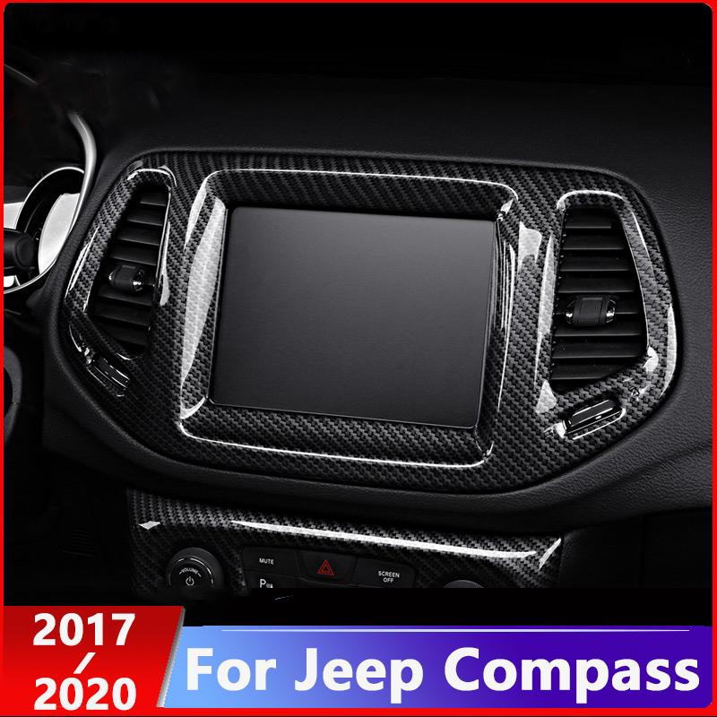 Pentru Jeep Compass 2th 2017 2018 Carbon Car Navigation Map GPS Display Trims Frame Screen Cover Decorare Accesorii