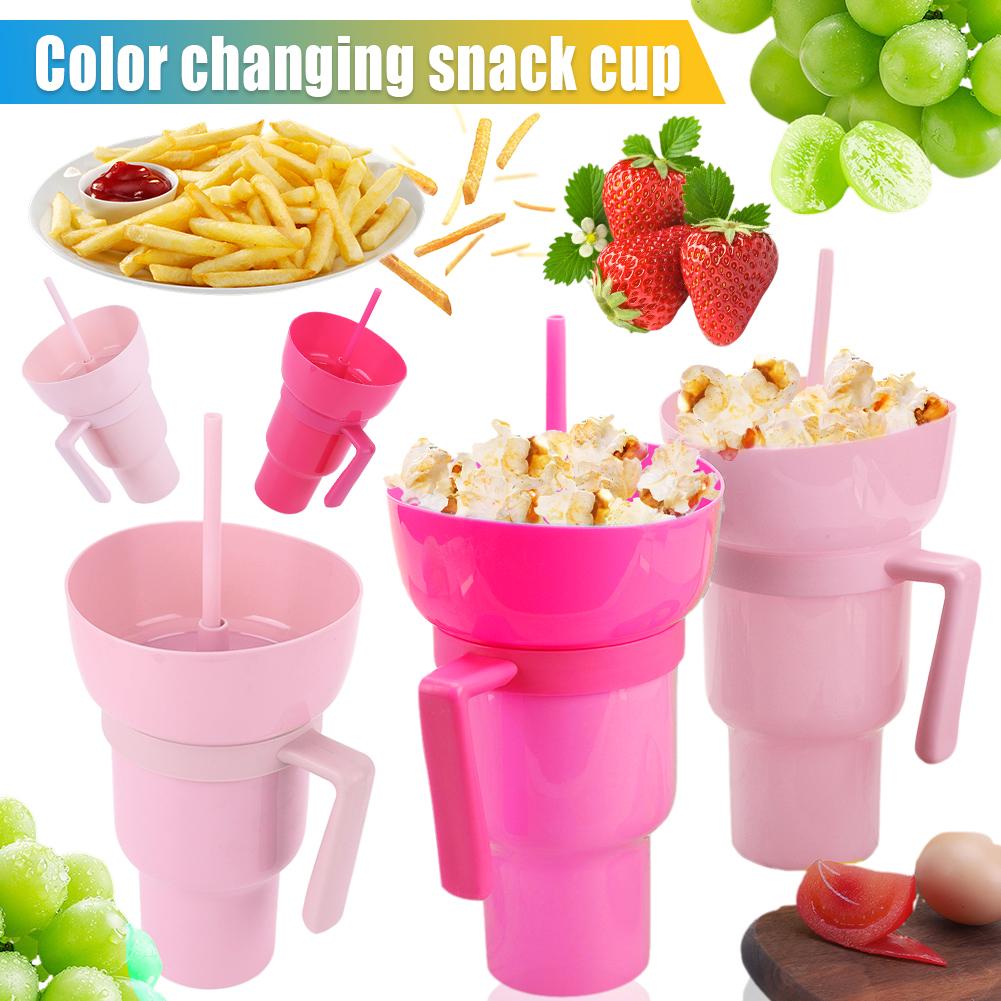 2Pcs 1000ml Portable Tumbler Leak Proof Multifunction Stadium Tumbler Multi-Purpose Popcorn Beverage Cup for Cinema Home Travel
