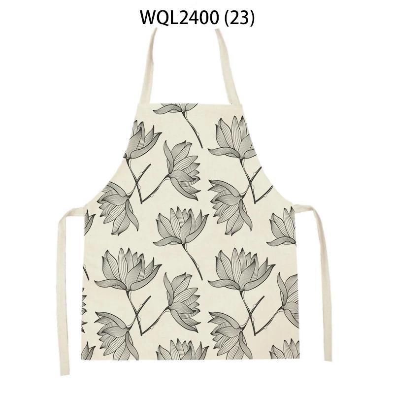 Flower Printed Sleeveless Kitchen Aprons for Women Colorful Pattern Pinafore Home Cooking Baking Waist Bib Kitchen Accessories