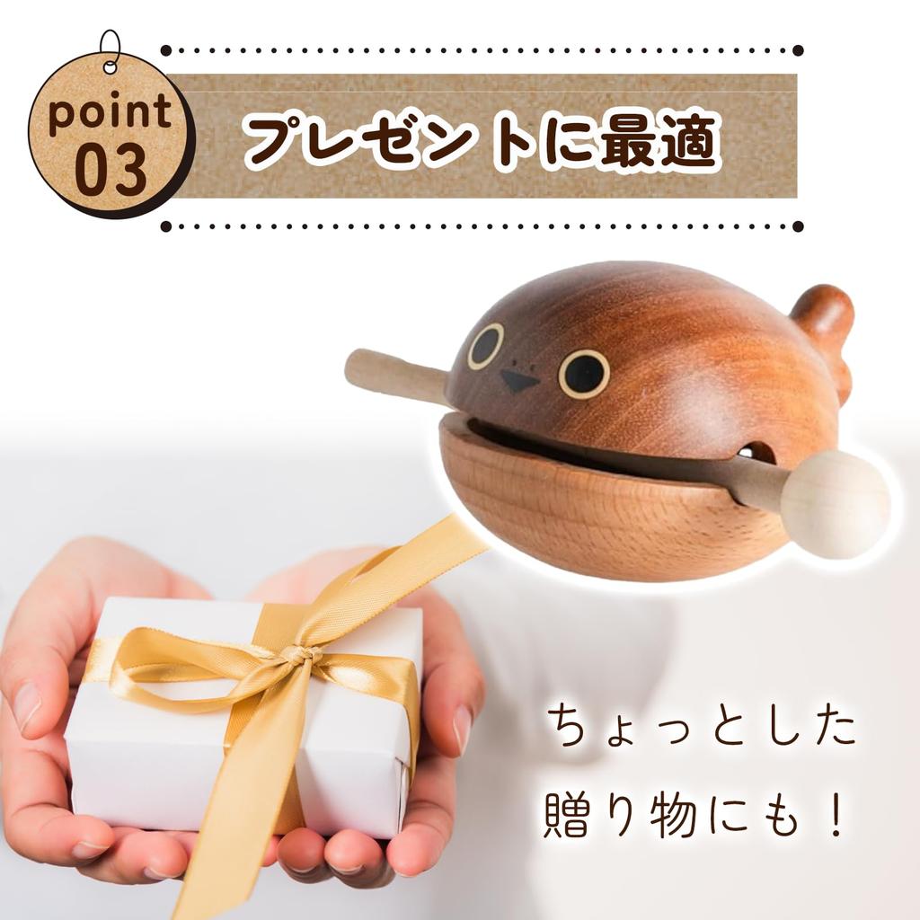 Hyack Mokugyo Buddhist Altar Accessories Set with Drumsticks, Mini Musical Instrument, Cute Wooden Whale Design [Parallel Import]