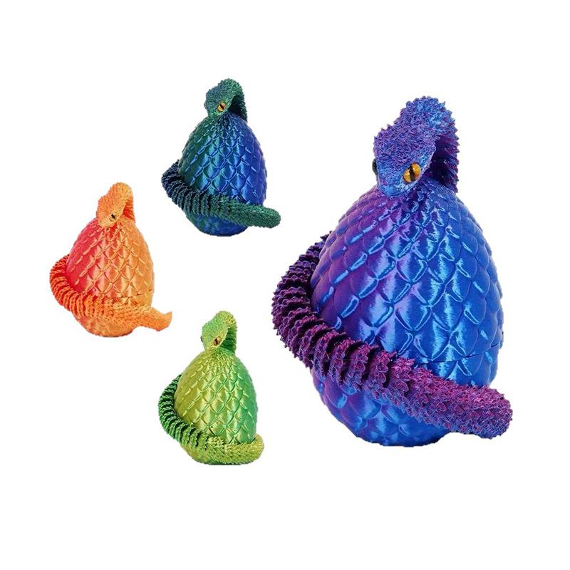 30cm 3D Printed Snake With 8.5cm Egg Mobility Simulate Snake Ornament Cool Funny Figurine For Home Office Desktop Home Decor