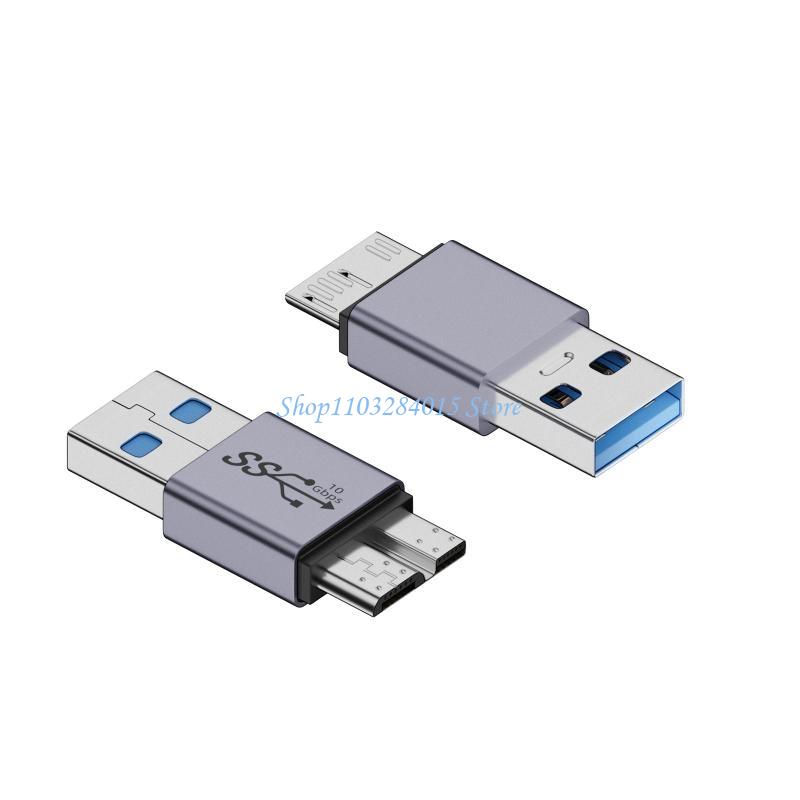 R6FF Aluminum Alloy Type C/USB to MicroB Converter 10Gbps Data Sync Cable for Phones External Hard Disk Drives