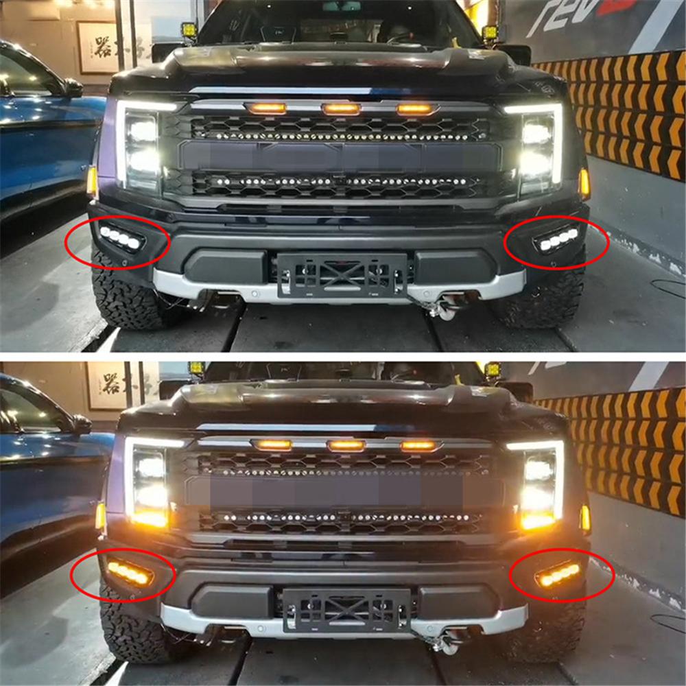 2× LED Daytime Running Lights Flowing Turn Signal Lamp For Ford F150 Raptor 2022