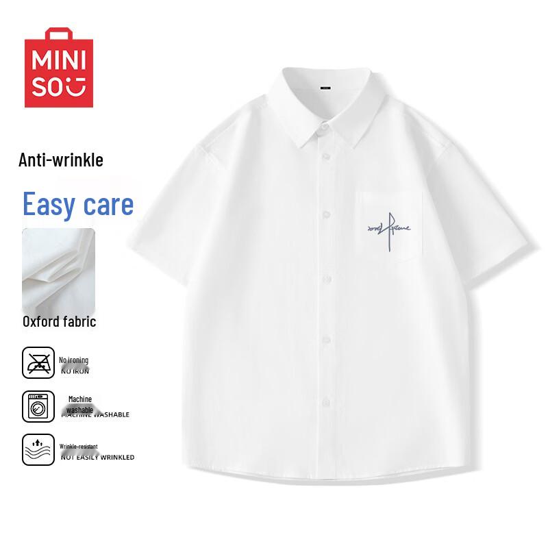 MINISO Men s Casual Oxford Short-Sleeve Shirt 2XL