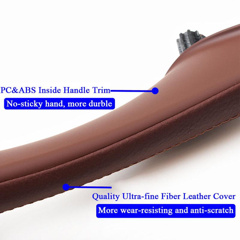 3PCS Left Right Door Handle Assembly Set Leather Door Pull Handle Replacement Trim For BMW 5 Series F10 F11 520 523 525 528