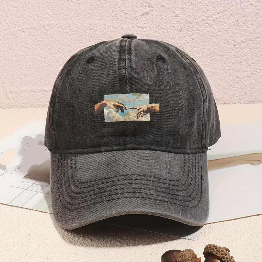 Vintage printed baseball cap, vintage and versatile for both men and women, daily casual and fashionable curved brim hat