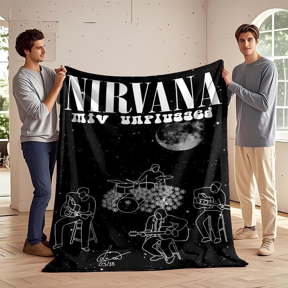 Nirvana MTV Unplugged Illustration Blanket Flannel blanket for bedroom, living room, sofa, and nap sofas.