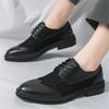 Fashion New White Black Breathable Mesh Mixed Brogues Derby Shoes For Men Party Wedding Groom Prom Flats Zapatillas Hombre