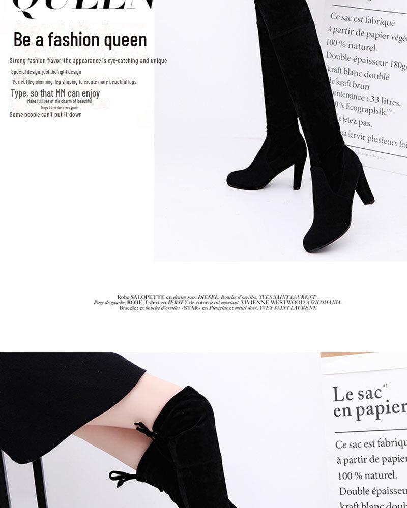 European and American Over-the-Knee High-Heeled Women's Boots, Large Size, Available In Sizes 42-43.