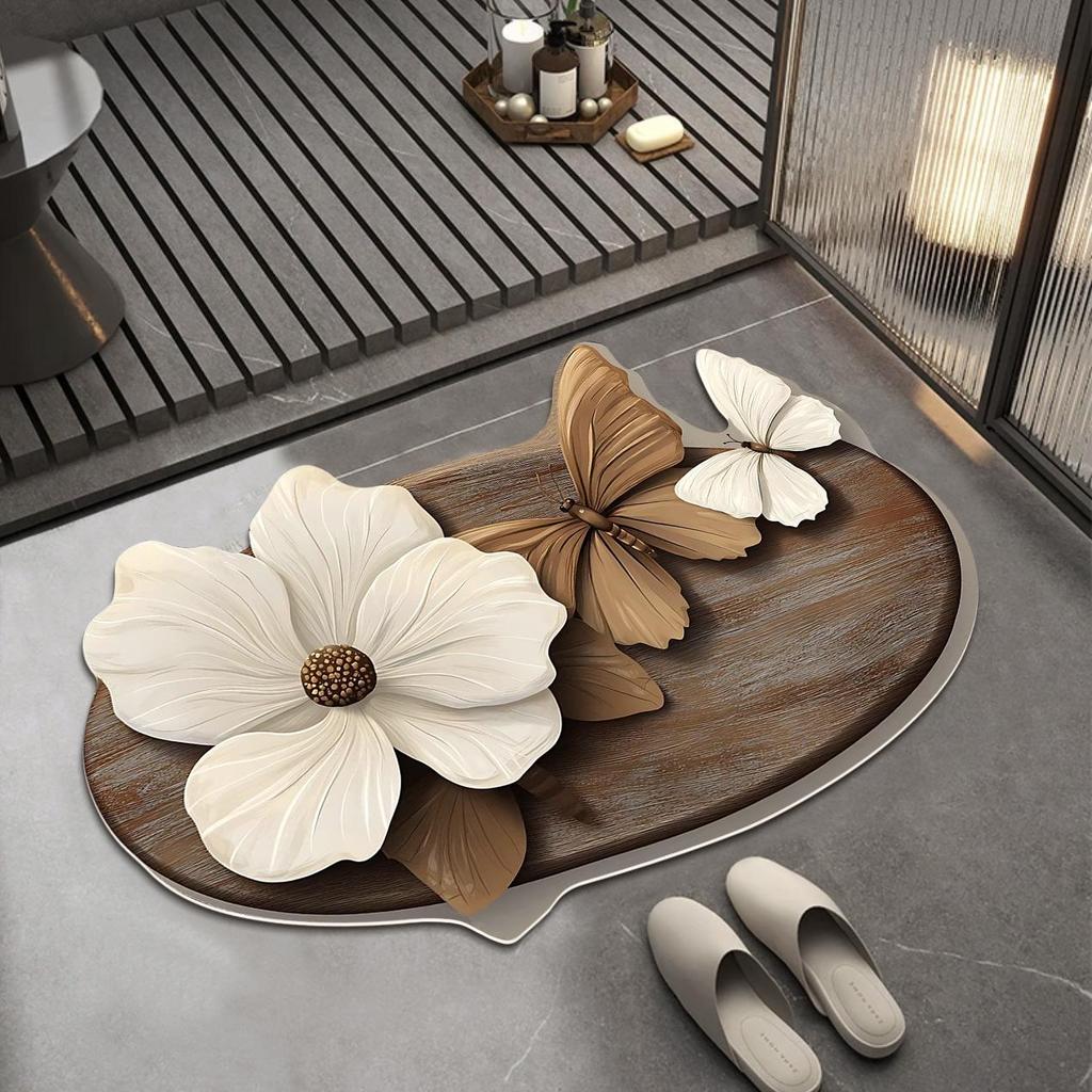 “Napa Leather Butterfly Anti-Slip Bathroom Mat”