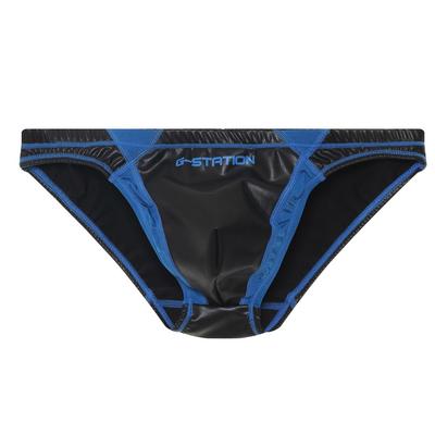 Bikini de Cuero Sintético Traje de Baño Competitivo G-Station Ropa de Baño para Hombre, Calzoncillos, (Talla L, Azul)