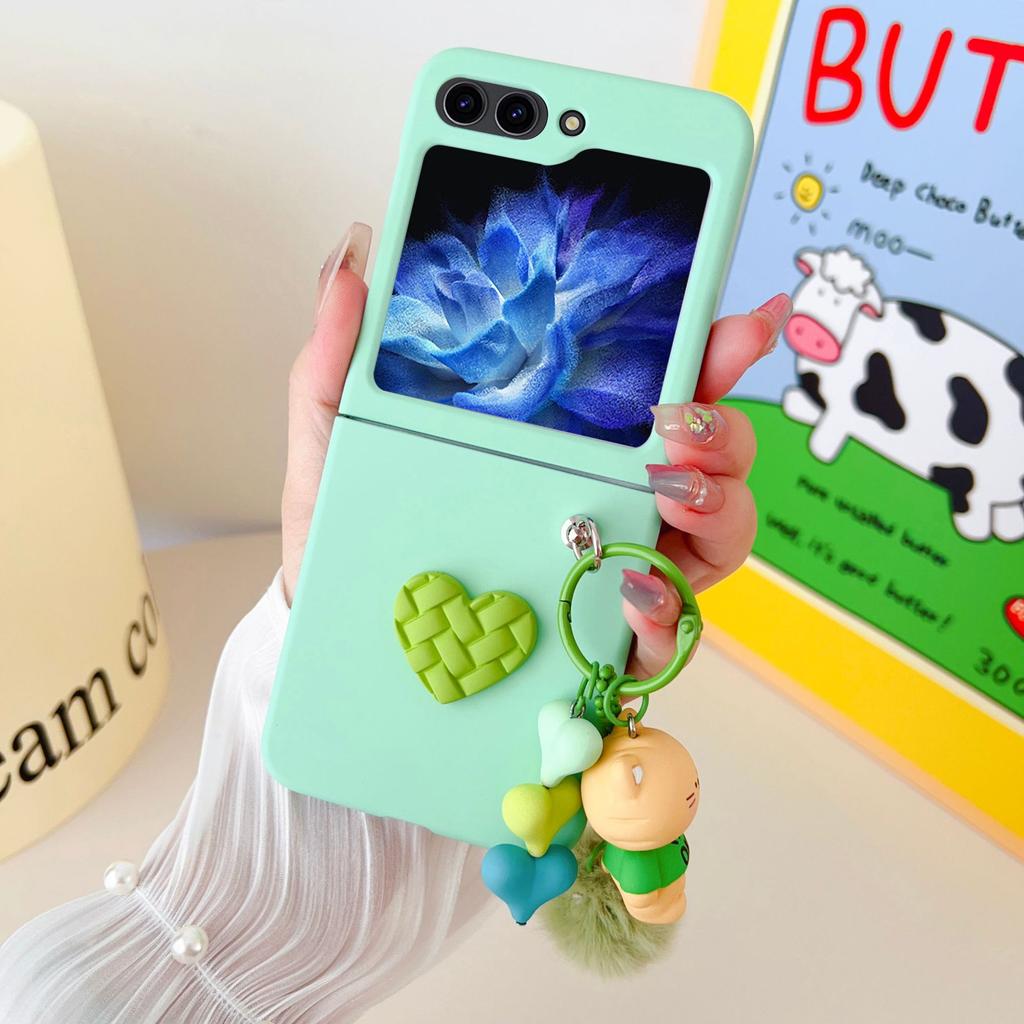 Applicable to Samsung GalaxyZ Flip8 mobile phone case folding skin feeling love hairball zflip7/6 protective case 5 women