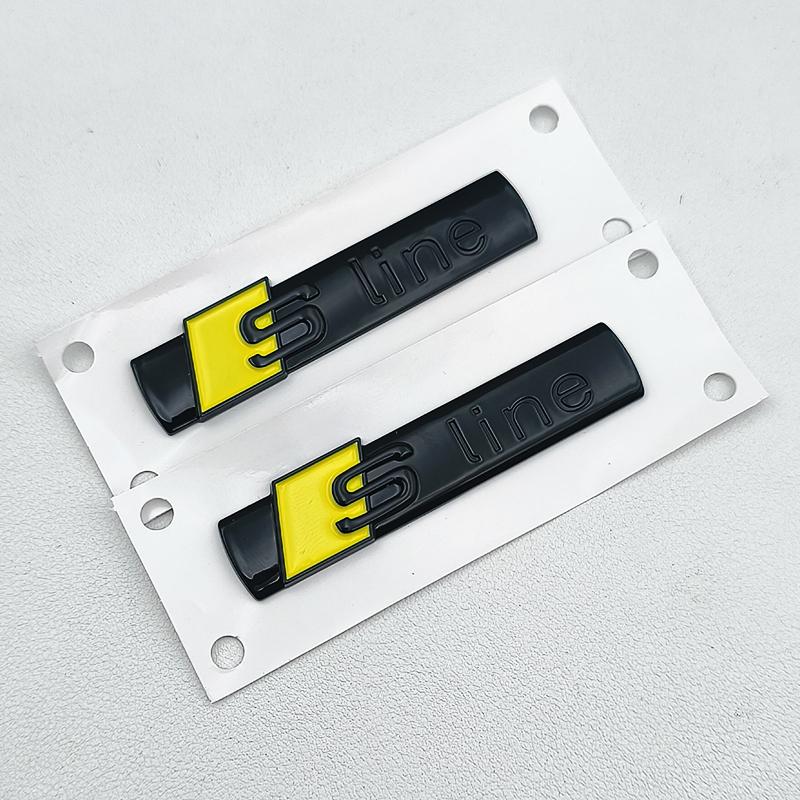 2pcs ABS S Line Logo Sline Badge Car Fender Side Emblem For  qwe12 A3 A4 A5 A6 A7 A8 A1 A2 Q2 Q3 Q4 Q5 Q7 Q8 S3 S4 S5 S6 S7 TT RS