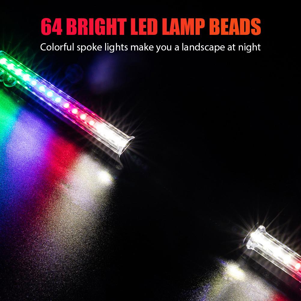 Roues Rayons Lumière Étanche Lumières de Jante de Roue Lumières de Rayons avec 64 LED et 30 Motifs Changeants pour Roues de Vélo VTT Lumière de Rayon