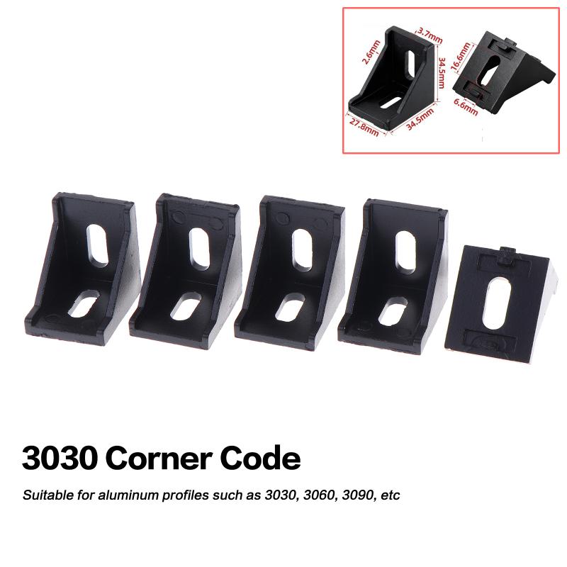 5Pcs Corner Bracket Fitting Black Angle Aluminum Connector 2020/2028/3030/3060/4040/4545 For Industrial Aluminum Profile