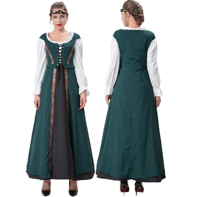 Halloween-Kostüme, Vintage-Hofstil, Hexenkleider, lange Röcke, französische Darbietungen, mittelalterliche Literatur, europäische Pastoralkunst