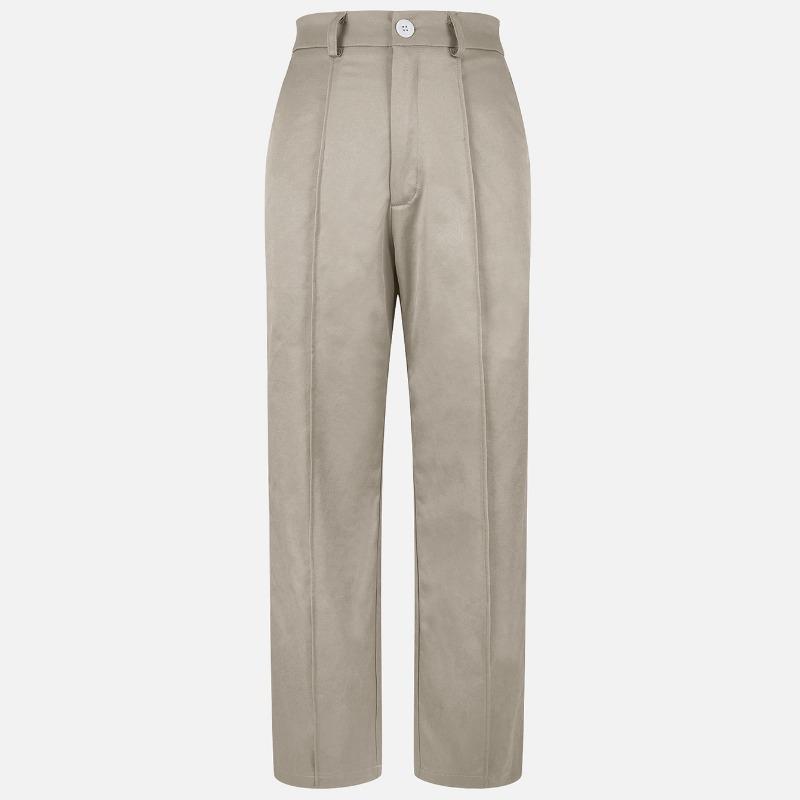 Pantaloni Lunghi da Donna a Gamba Dritta, Colore Unito, Tasche con Zip, per Lavoro e Pendolarismo
