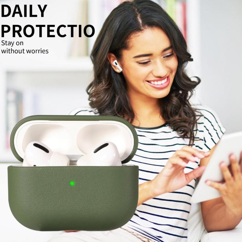 TPU Leather Texture Soft Case for 2 Earphone with Lanyard Flexible and Protective Cover