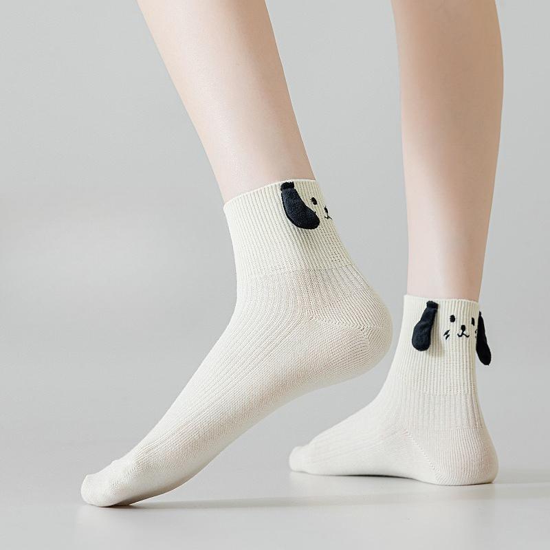 Women's Summer Thin Cartoon Cute Three-dimensional Ear Socks, Versatile Sweat-absorbing and Odor-proof Short Socks, Boneless