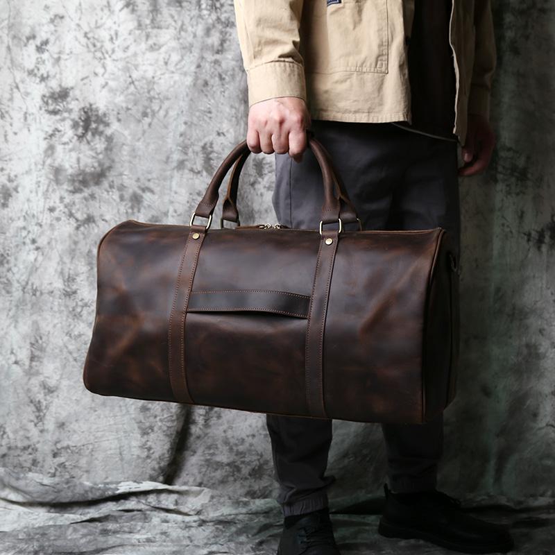 Leather Travel Bag Horse Leather Handbag Top Layer Cowhide Business Trip Shoulder Bag