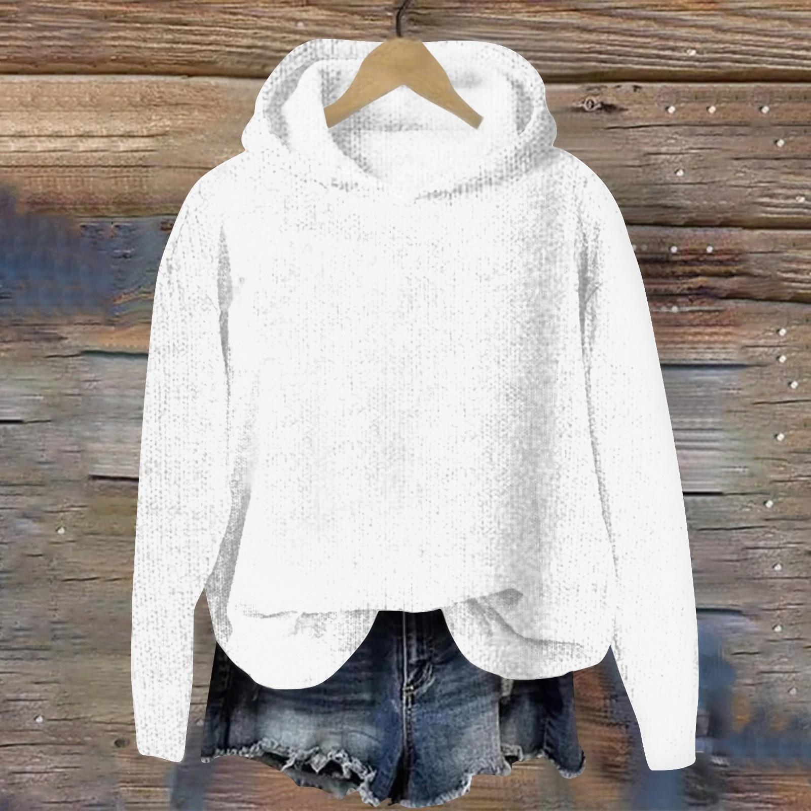 

Жіночий в язаний светр Мила сорочка Осінній пуловер з круглим вирізом Толстовка з капюшоном XL білий