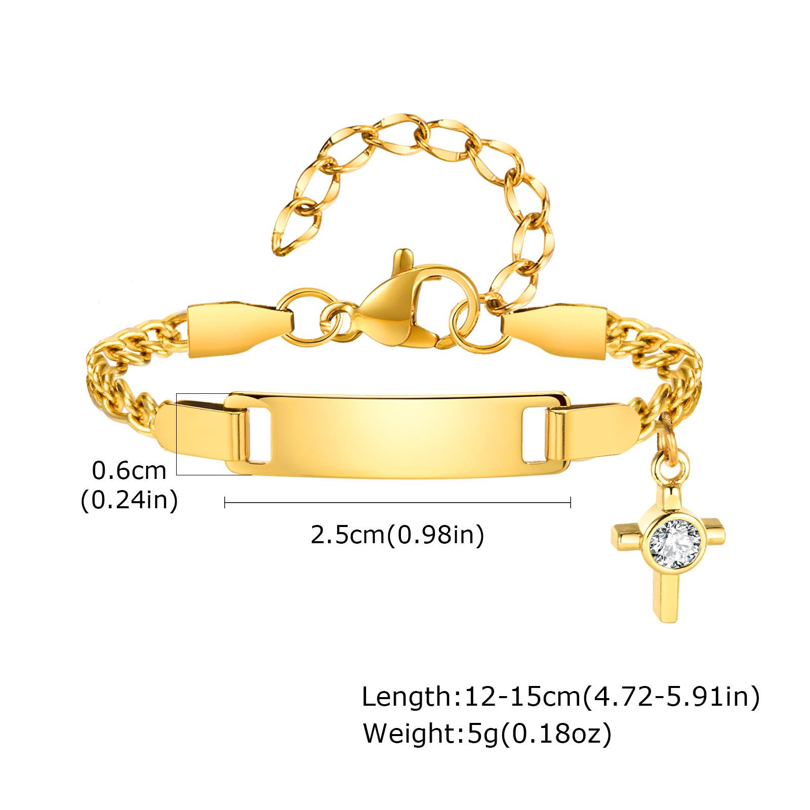 

Personalized Baby Name ID Bracelet, Adjustable Stainless Steel Jewelry Chain Foot Cross, Engraved Kid Newborn Birthday Gift