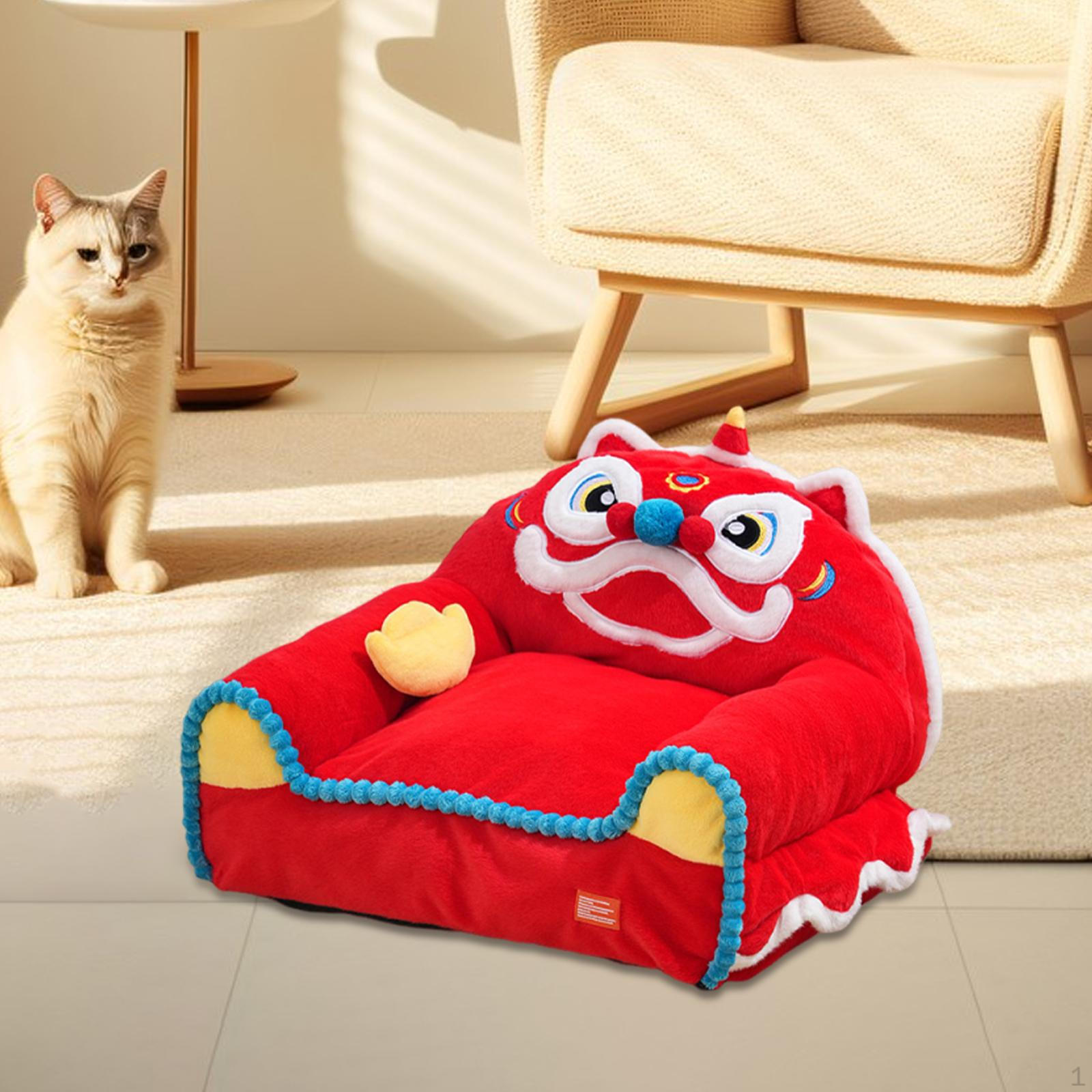 

Pet Couch Bed Cat Warm Nest Soft Hideaway Anti Slip Washable Decorative Cartoon Dog
