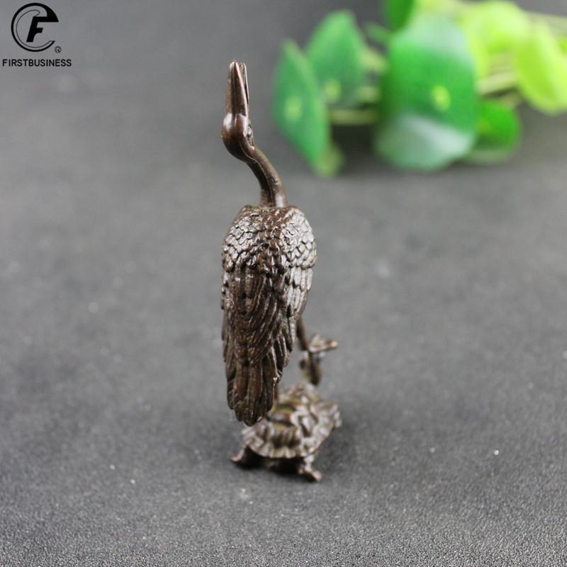 Copper Collection Red-crowned Crane Incense Burner Home Decor Small Ornaments Retro Brass Animal Miniature Sculpture Desktop