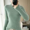 Autumn Winter Semi High Neck Sweater Women Slim Fit Pullover Solid Color Base Layer Long Sleeve Tight Knit Top