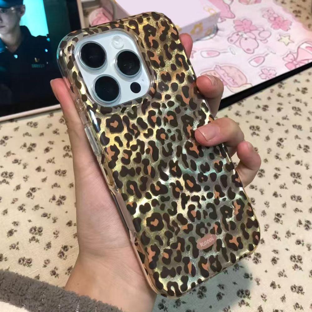Korean Amber Gold Leopard Print Phone Case for Iphone 17 Air 16 15 14 13 11 12 Pro Max 7 8 Plus X XS XR SE 2022 2020 16e Cover