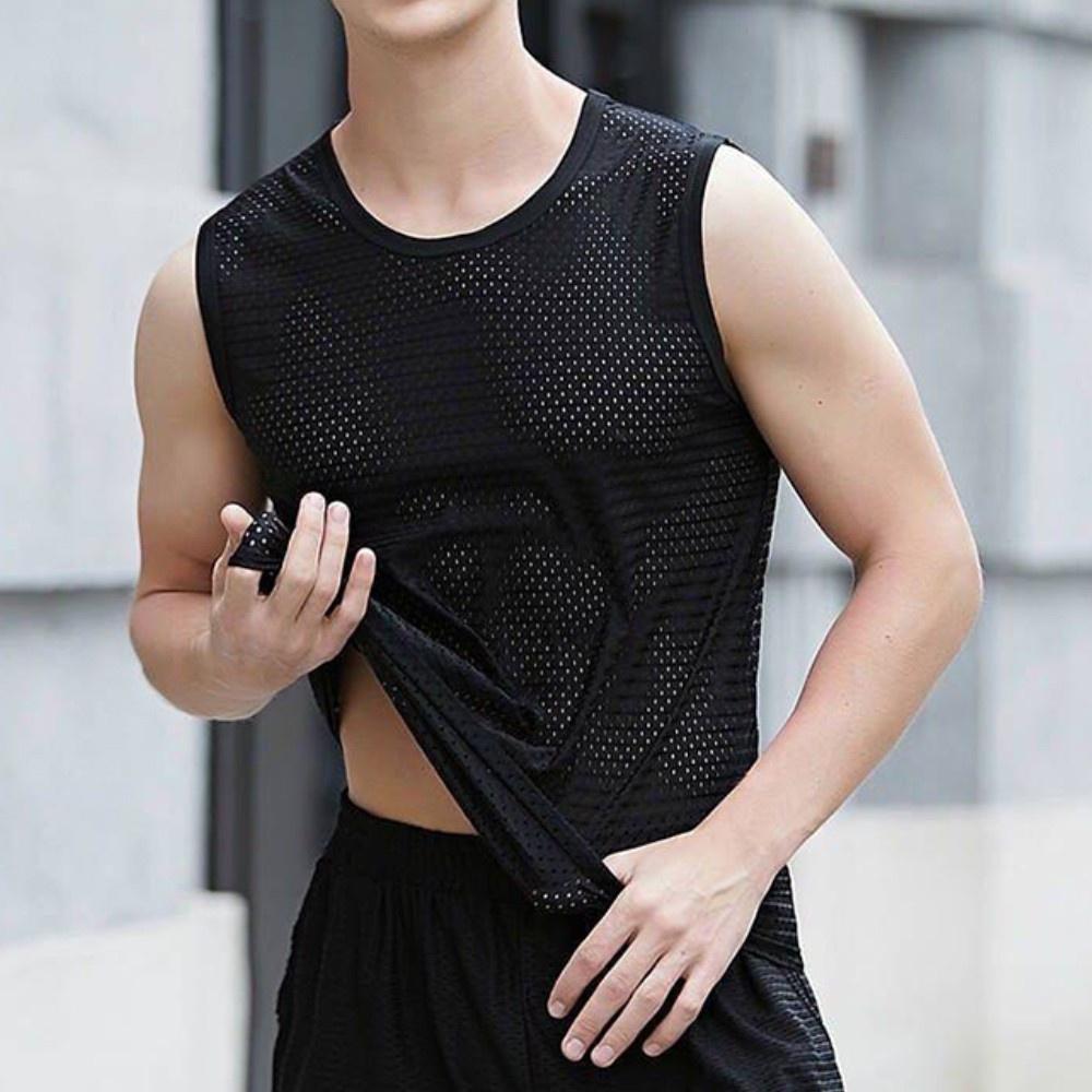Breathable Sport Tank Tops Men Plus Size Solid Color Sleeveless Shirts Summer Fitness Vest
