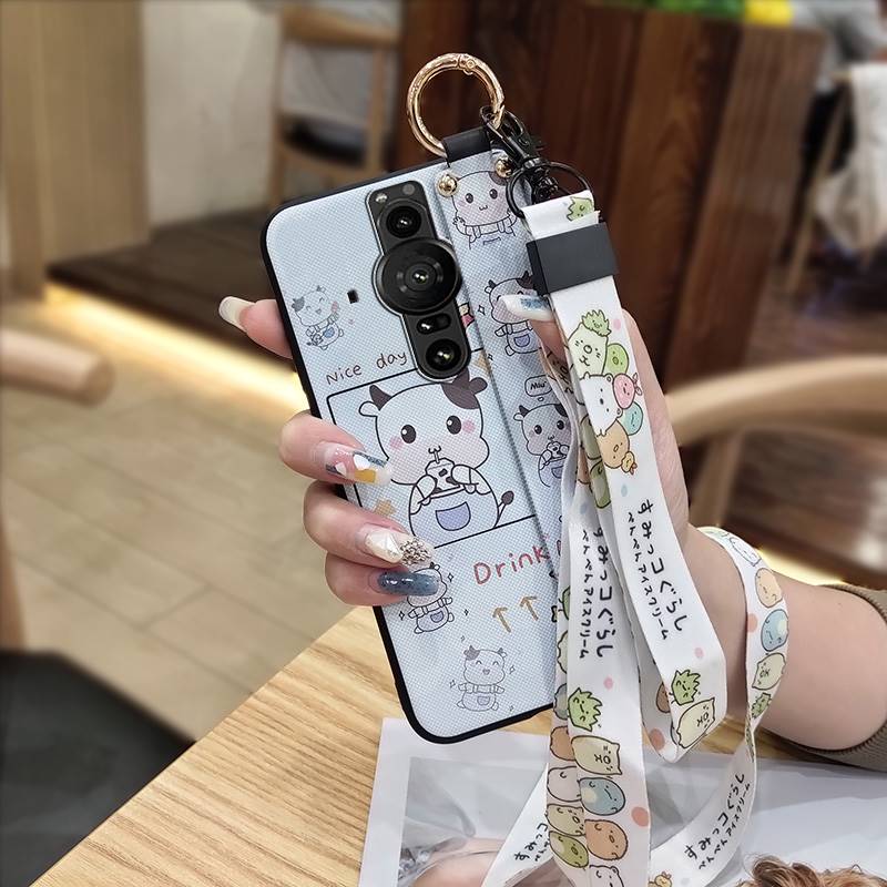 Shockproof Wristband Phone Case For Sony Xperia Pro-I Waterproof Fashion Design Wrist Strap Anti-knock Protective Cute