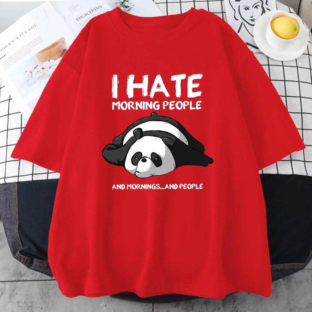 Lazy Panda I Hate Morning People Potisk triček pro unisex karikatury All-matematické oblečení Vintage Oversize Bavlna Pánské topy s krátkým rukávem