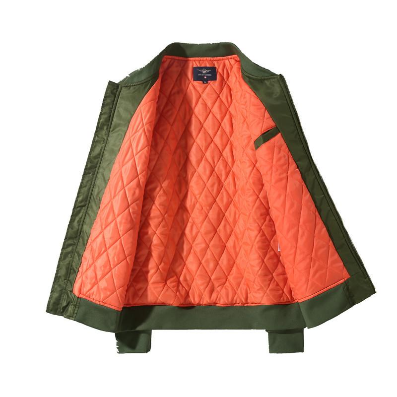 Giacca Imbottita Sportiva Casual da Uomo Taglie Forti con Collo Rialzato Stile Aeronautica Militare