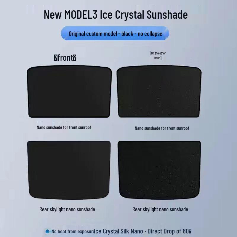 Tesla Model 3/Y Ice Crystal Sunroof Sunshade - Heat Insulation & Folding Protection