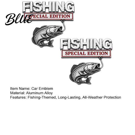 Fishing Theme Vehicle Badge Special Edition Car Emblem Bass for Vehicle Waterproof Sticker Aluminum Metal Fish Hook Decal Truck SUV Fisherman Gift